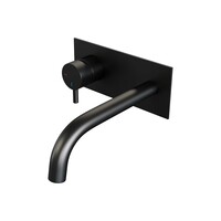 Brauer Brauer Black Edition Inbouw Wastafelmengkraan met Gebogen Uitloop & Afdekplaat - Model B2 - Hendel Links - Mat Zwart