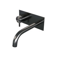 Brauer Brauer Gunmetal Edition Inbouw Wastafelmengkraan met Gebogen Uitloop & Afdekplaat - Model B2 - Hendel Links - PVD - Geborsteld Gunmetal