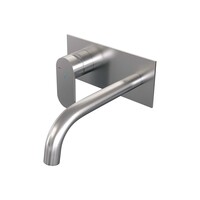 Brauer Brauer Brushed Edition Inbouw Wastafelmengkraan met Gebogen Uitloop & Afdekplaat - Model C2 - Hendel Links - PVD - Geborsteld RVS