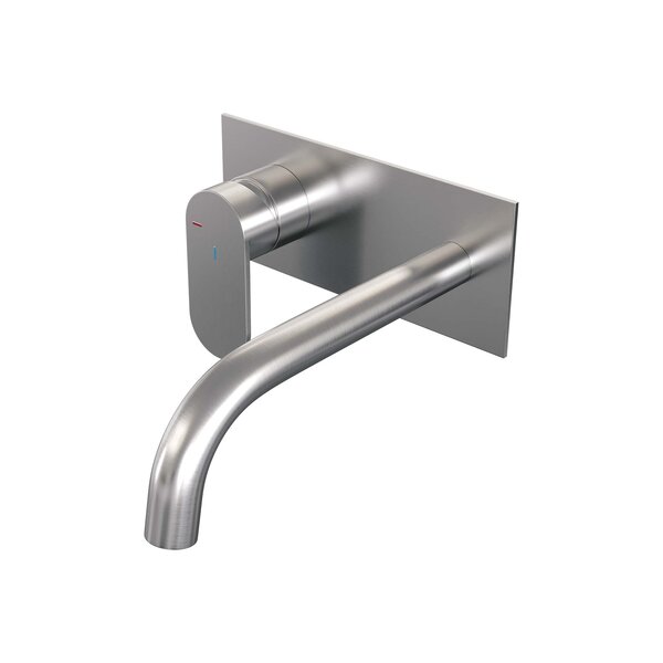 Brauer Brauer Brushed Edition Inbouw Wastafelmengkraan met Gebogen Uitloop & Afdekplaat - Model C2 - Hendel Links - PVD - Geborsteld RVS