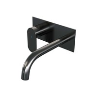 Brauer Brauer Gunmetal Edition Inbouw Wastafelmengkraan met Gebogen Uitloop & Afdekplaat - Model C2 - Hendel Links - PVD - Geborsteld Gunmetal