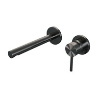 Brauer Brauer Gunmetal Edition Inbouw Wastafelmengkraan met Rechte Uitloop & Rozetten - Model A1 - Hendel Rechts - PVD - Geborsteld Gunmetal