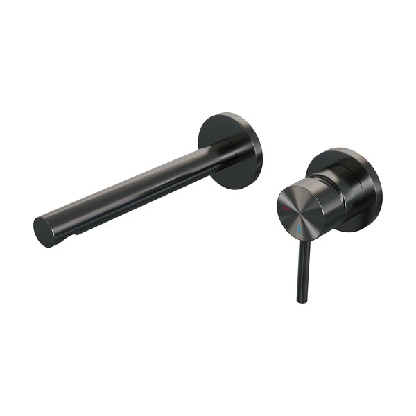 Brauer Brauer Gunmetal Edition Inbouw Wastafelmengkraan met Rechte Uitloop & Rozetten - Model A1 - Hendel Rechts - PVD - Geborsteld Gunmetal