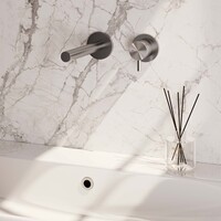 Brauer Brauer Brushed Edition Inbouw Wastafelmengkraan met Rechte Uitloop & Rozetten - Model B1 - Hendel Rechts - PVD - Geborsteld RVS