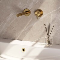 Brauer Brauer Gold Edition Inbouw Wastafelmengkraan met Rechte Uitloop & Rozetten - Model B1 - Hendel Rechts - PVD - Geborsteld Goud