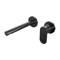 Brauer Brauer Gunmetal Edition Inbouw Wastafelmengkraan met Rechte Uitloop & Rozetten - Model C1 - Hendel Rechts - PVD - Geborsteld Gunmetal