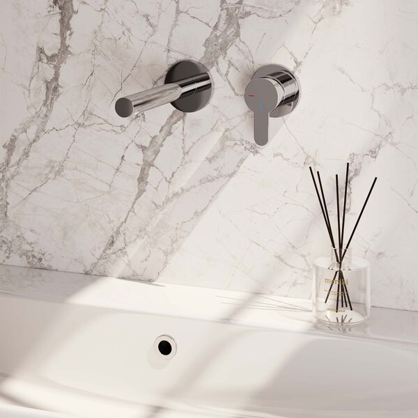 Brauer Brauer Chrome Edition Inbouw Wastafelmengkraan met Rechte Uitloop & Rozetten - Model D1 - Hendel Rechts - Chroom