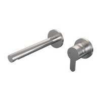 Brauer Brauer Brushed Edition Inbouw Wastafelmengkraan met Rechte Uitloop & Rozetten - Model D1 - Hendel Rechts - PVD - Geborsteld RVS