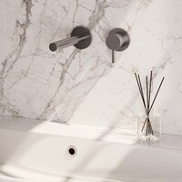 Brauer Brauer Brushed Edition Inbouw Wastafelmengkraan met Rechte Uitloop & Rozetten - Model E1 - Hendel Rechts - PVD - Geborsteld RVS