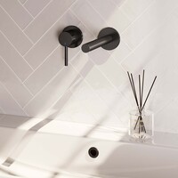 Brauer Brauer Black Edition Inbouw Wastafelmengkraan met Rechte Uitloop & Rozetten - Model A2 - Hendel Links - Mat Zwart