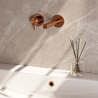 Brauer Brauer Copper Edition Inbouw Wastafelmengkraan met Rechte Uitloop & Rozetten - Model B2 - Hendel Links - PVD - Geborsteld Koper