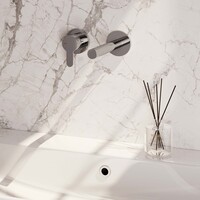 Brauer Brauer Chrome Edition Inbouw Wastafelmengkraan met Rechte Uitloop & Rozetten - Model D2 - Hendel Links - Chroom