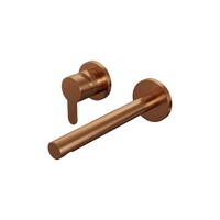 Brauer Brauer Copper Edition Inbouw Wastafelmengkraan met Rechte Uitloop & Rozetten - Model D2 - Hendel Links - PVD - Geborsteld Koper