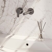 Brauer Brauer Brushed Edition Inbouw Wastafelmengkraan met Rechte Uitloop & Rozetten - Model D2 - Hendel Links - PVD - Geborsteld RVS