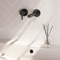 Brauer Brauer Black Edition Inbouw Wastafelmengkraan met Rechte Uitloop & Rozetten - Model E2 - Hendel Links - Mat Zwart