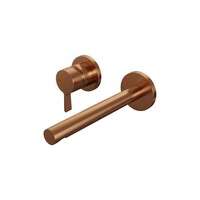Brauer Brauer Copper Edition Inbouw Wastafelmengkraan met Rechte Uitloop & Rozetten - Model E2 - Hendel Links - PVD - Geborsteld Koper