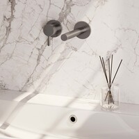 Brauer Brauer Brushed Edition Inbouw Wastafelmengkraan met Rechte Uitloop & Rozetten - Model E2 - Hendel Links - PVD - Geborsteld RVS