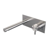 Brauer Brauer Brushed Edition Inbouw Wastafelmengkraan met Rechte Uitloop & Afdekplaat - Model B1 - Hendel Rechts - PVD - Geborsteld RVS