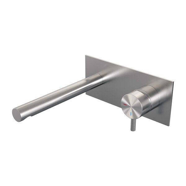 Brauer Brauer Brushed Edition Inbouw Wastafelmengkraan met Rechte Uitloop & Afdekplaat - Model B1 - Hendel Rechts - PVD - Geborsteld RVS