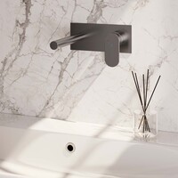 Brauer Brauer Brushed Edition Inbouw Wastafelmengkraan met Rechte Uitloop & Afdekplaat - Model C1 - Hendel Rechts - PVD - Geborsteld RVS