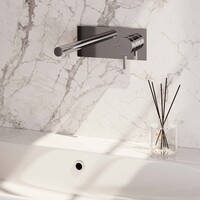 Brauer Brauer Chrome Edition Inbouw Wastafelmengkraan met Rechte Uitloop & Afdekplaat - Model E1 - Hendel Rechts - Chroom