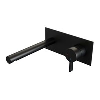 Brauer Brauer Black Edition Inbouw Wastafelmengkraan met Rechte Uitloop & Afdekplaat - Model E1 - Hendel Rechts - Mat Zwart