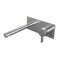 Brauer Brauer Brushed Edition Inbouw Wastafelmengkraan met Rechte Uitloop & Afdekplaat - Model E1 - Hendel Rechts - PVD - Geborsteld RVS