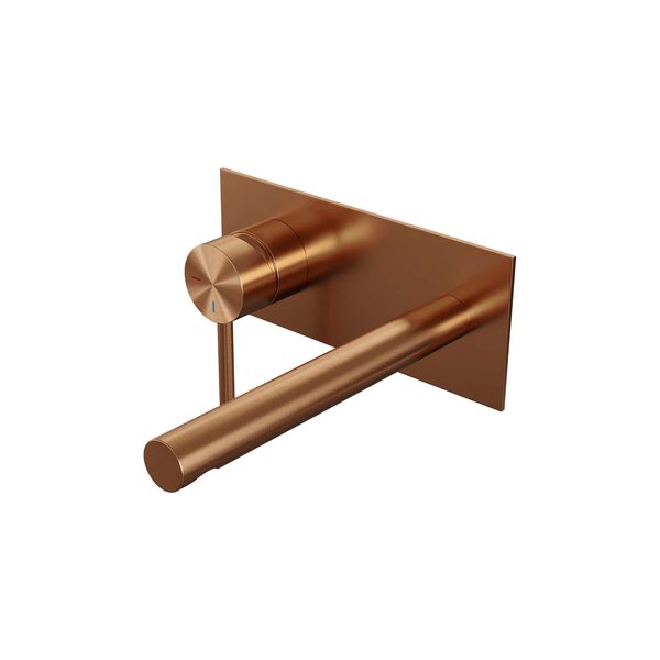 Brauer Brauer Copper Edition Inbouw Wastafelmengkraan met Rechte Uitloop & Afdekplaat - Model A2 - Hendel Links - PVD - Geborsteld Koper