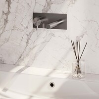 Brauer Brauer Brushed Edition Inbouw Wastafelmengkraan met Rechte Uitloop & Afdekplaat - Model B2 - Hendel Links - PVD - Geborsteld RVS