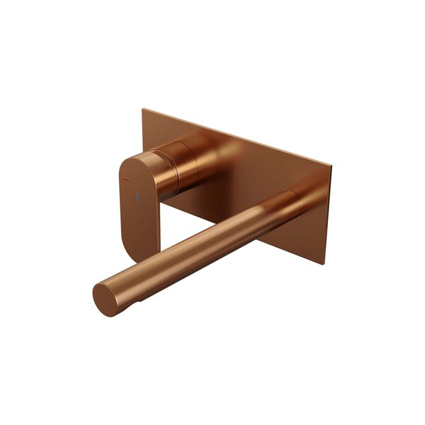 Brauer Brauer Copper Edition Inbouw Wastafelmengkraan met Rechte Uitloop & Afdekplaat - Model C2 - Hendel Links - PVD - Geborsteld Koper