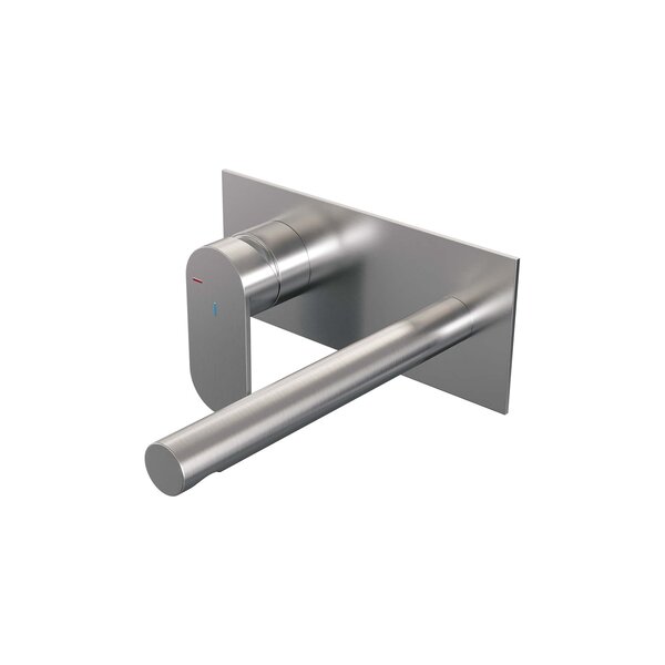 Brauer Brauer Brushed Edition Inbouw Wastafelmengkraan met Rechte Uitloop & Afdekplaat - Model C2 - Hendel Links - PVD - Geborsteld RVS