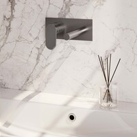 Brauer Brauer Brushed Edition Inbouw Wastafelmengkraan met Rechte Uitloop & Afdekplaat - Model C2 - Hendel Links - PVD - Geborsteld RVS