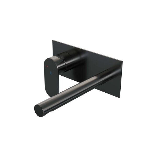 Brauer Brauer Gunmetal Edition Inbouw Wastafelmengkraan met Rechte Uitloop & Afdekplaat - Model C2 - Hendel Links - PVD - Geborsteld Gunmetal