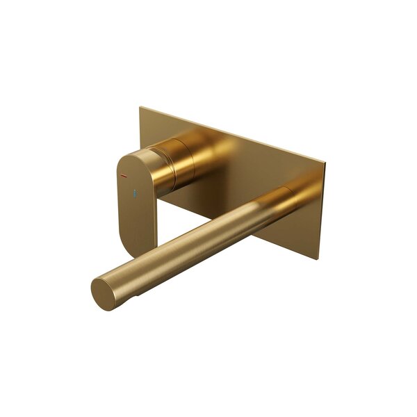 Brauer Brauer Gold Edition Inbouw Wastafelmengkraan met Rechte Uitloop & Afdekplaat - Model C2 - Hendel Links - PVD - Geborsteld Goud