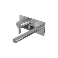 Brauer Brauer Chrome Edition Inbouw Wastafelmengkraan met Rechte Uitloop & Afdekplaat - Model E2 - Hendel Links - Chroom
