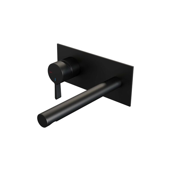 Brauer Brauer Black Edition Inbouw Wastafelmengkraan met Rechte Uitloop & Afdekplaat - Model E2 - Hendel Links - Mat Zwart