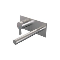 Brauer Brauer Brushed Edition Inbouw Wastafelmengkraan met Rechte Uitloop & Afdekplaat - Model E2 - Hendel Links - PVD - Geborsteld RVS