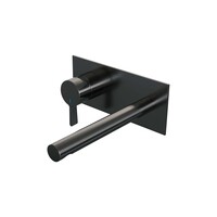 Brauer Brauer Gunmetal Edition Inbouw Wastafelmengkraan met Rechte Uitloop & Afdekplaat - Model E2 - Hendel Links - PVD - Geborsteld Gunmetal