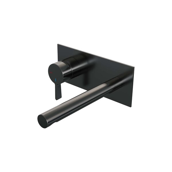 Brauer Brauer Gunmetal Edition Inbouw Wastafelmengkraan met Rechte Uitloop & Afdekplaat - Model E2 - Hendel Links - PVD - Geborsteld Gunmetal