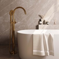 Brauer Brauer Gold Edition Vrijstaande Badkraan met 3-Standen Handdouche & Doucheslang - Set 2 - Hendel - PVD - Geborsteld Goud