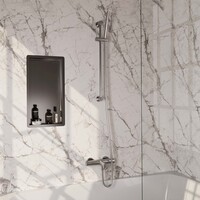 Brauer Brauer Brushed Edition Thermostatische Opbouw Badkraan met Omstel, Glijstang, Staafhanddouche & Doucheslang - Set 1 - Draaiknoppen - PVD - Geborsteld RVS