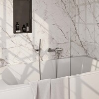 Brauer Brauer Chrome Edition Thermostatische Opbouw Badkraan met Omstel, Wandhouder, Staafhanddouche & Doucheslang - Set 3 - Draaiknoppen - Chroom