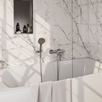 Brauer Brauer Brushed Edition Thermostatische Opbouw Badkraan met Omstel, Wandhouder, 3-Standen Handdouche & Doucheslang - Set 4 - Draaiknoppen - PVD - Geborsteld RVS