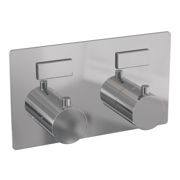 Brauer Brauer Chrome Edition Thermostatische Inbouw Badkraan met Omstel, Uitloop, Drukknoppen, Wandhouder met Wateruitlaat, Staafhanddouche & Doucheslang - Set 3 - Draaiknoppen - Chroom