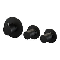 Brauer Brauer Black Edition Thermostatische Inbouw Badkraan met Omstel, Badvulcombinatie, Stopkranen, Wandhouder met Wateruitlaat, 3-Standen Handdouche & Doucheslang - Set 2 - Draaiknoppen - Mat Zwart
