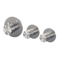 Brauer Brauer Brushed Edition Thermostatische Inbouw Badkraan met Omstel, Badvulcombinatie, Stopkranen, Wandhouder met Wateruitlaat, 3-Standen Handdouche & Doucheslang - Set 2 - Draaiknoppen - PVD - Geborsteld RVS