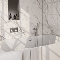 Brauer Brauer Brushed Edition Thermostatische Inbouw Badkraan met Omstel, Badvulcombinatie, Drukknoppen, Wandhouder met Wateruitlaat, Staafhanddouche & Doucheslang - Set 3 - Draaiknoppen - PVD - Geborsteld RVS