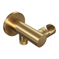 Brauer Brauer Gold Edition Thermostatische Inbouw Badkraan met Omstel, Badvulcombinatie, Drukknoppen, Wandhouder met Wateruitlaat, 3-Standen Handdouche & Doucheslang - Set 4 - Draaiknoppen - PVD - Geborsteld Goud