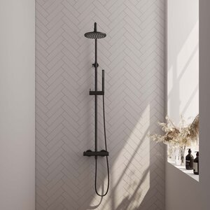 Brauer Edition Thermostatische Opbouw Regendoucheset - 20cm - Mat Zwart