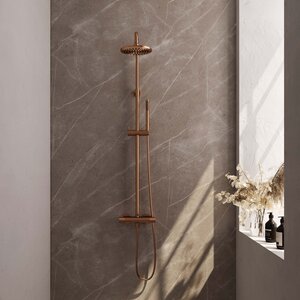 Brauer Edition Thermostatische Opbouw Regendoucheset - 20cm - Geborsteld Koper